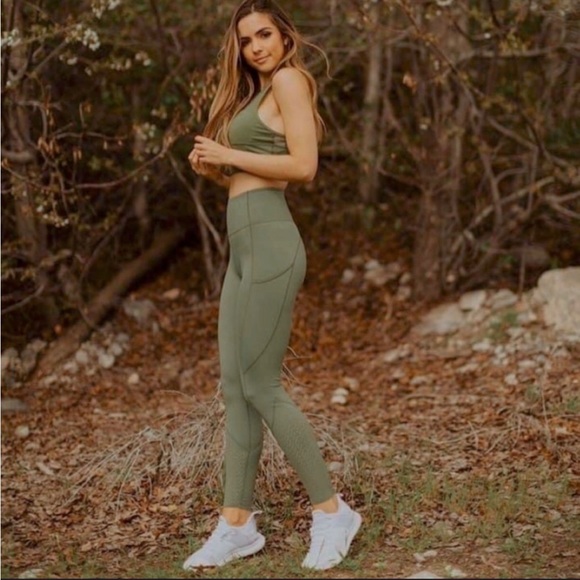ZYIA | Pants & Jumpsuits | Zyia Sage Green Chill Pocket Vented Leggings Laser Cut | Poshmark
